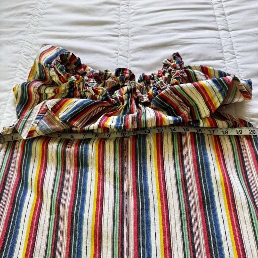 Express Striped Off-the-Shoulder Cotton Boho Smock Sundress w/ Pockets Sz L - Picture 9 of 10